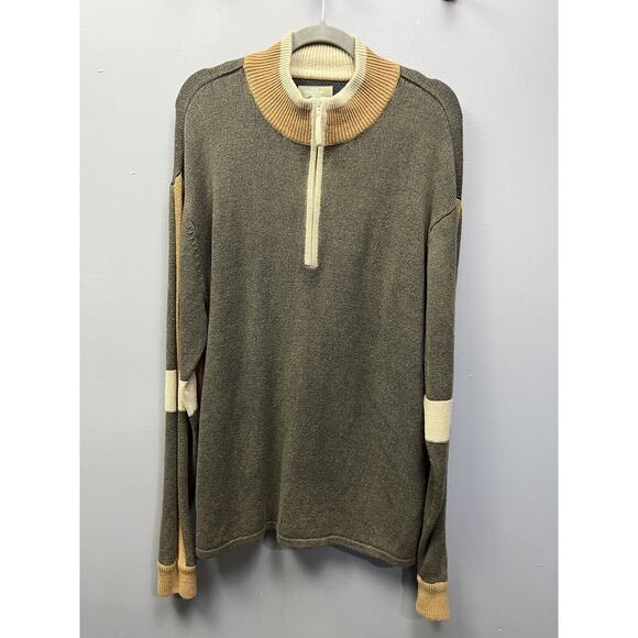 The‎ Territory Ahead Quarter Zip Sweater Mens XL Wool Blend Brown Long Sleeve - Picture 1 of 6